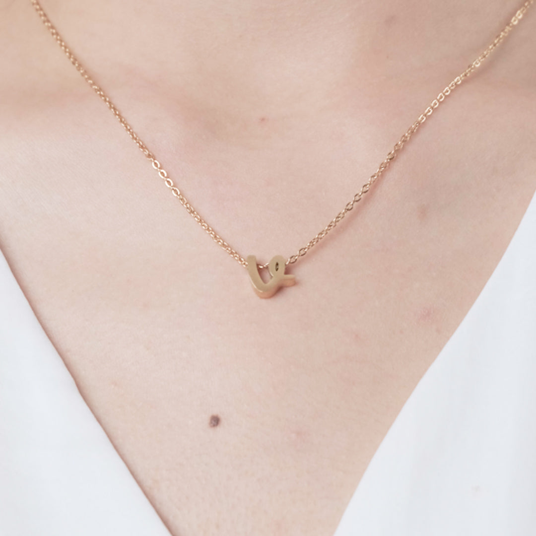 Diamond Initial Letter Pendant Necklace Rose Gold V | LATELITA | Wolf &  Badger