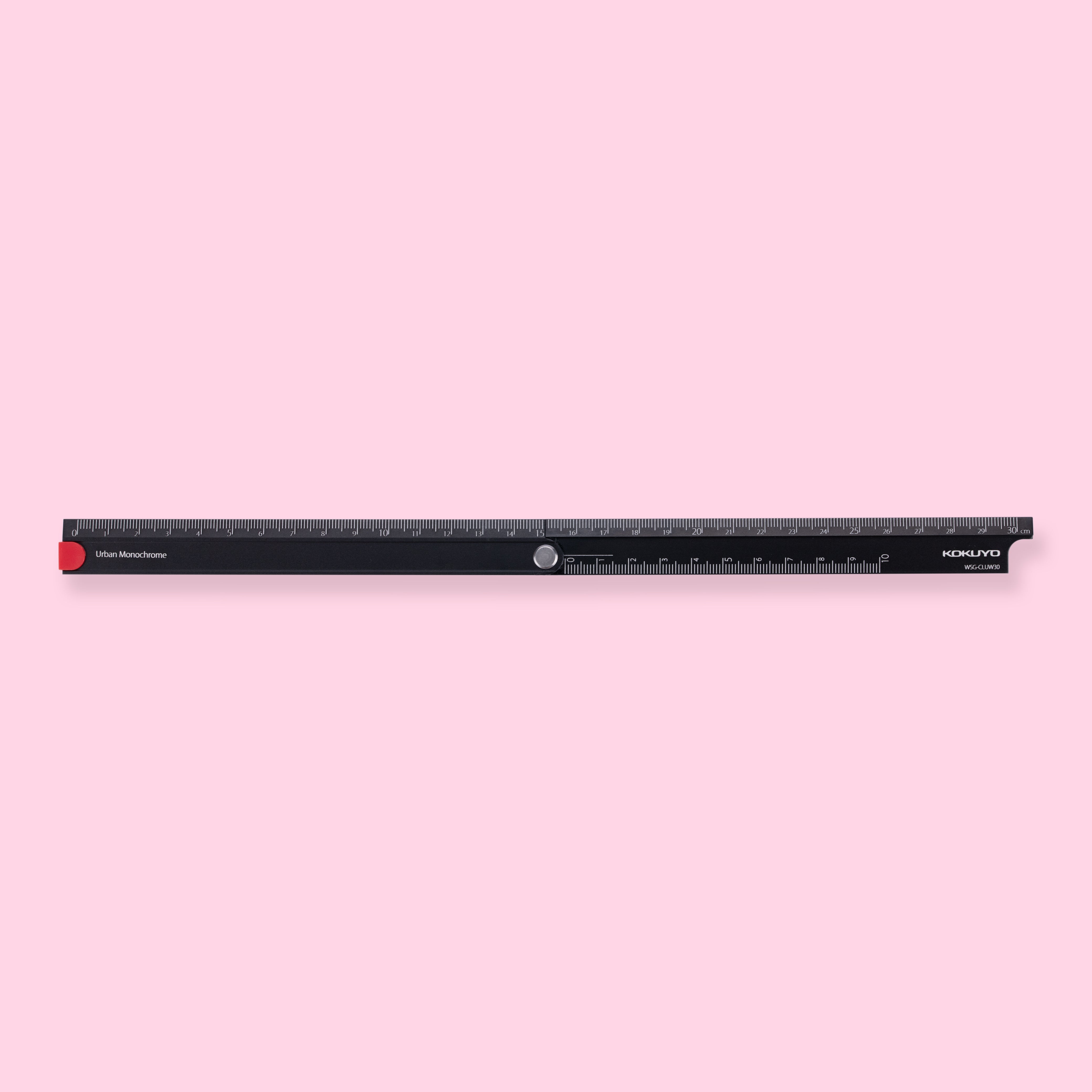 Kokuyo Aluminum Folding Ruler - 15/30 cm - Black - Stationery Pal
