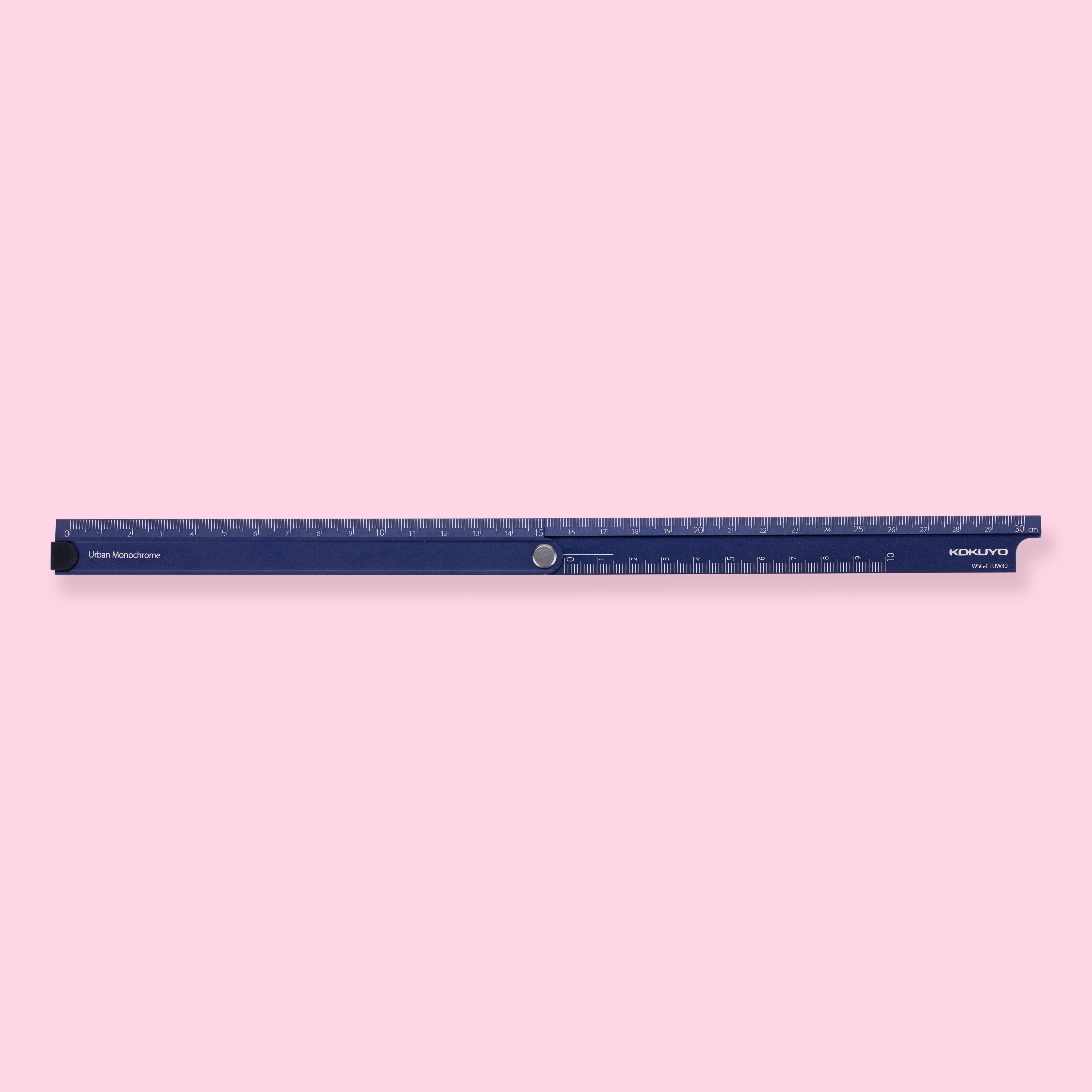 Kokuyo Aluminum Folding Ruler - 15/30 cm - Blue — Stationery Pal