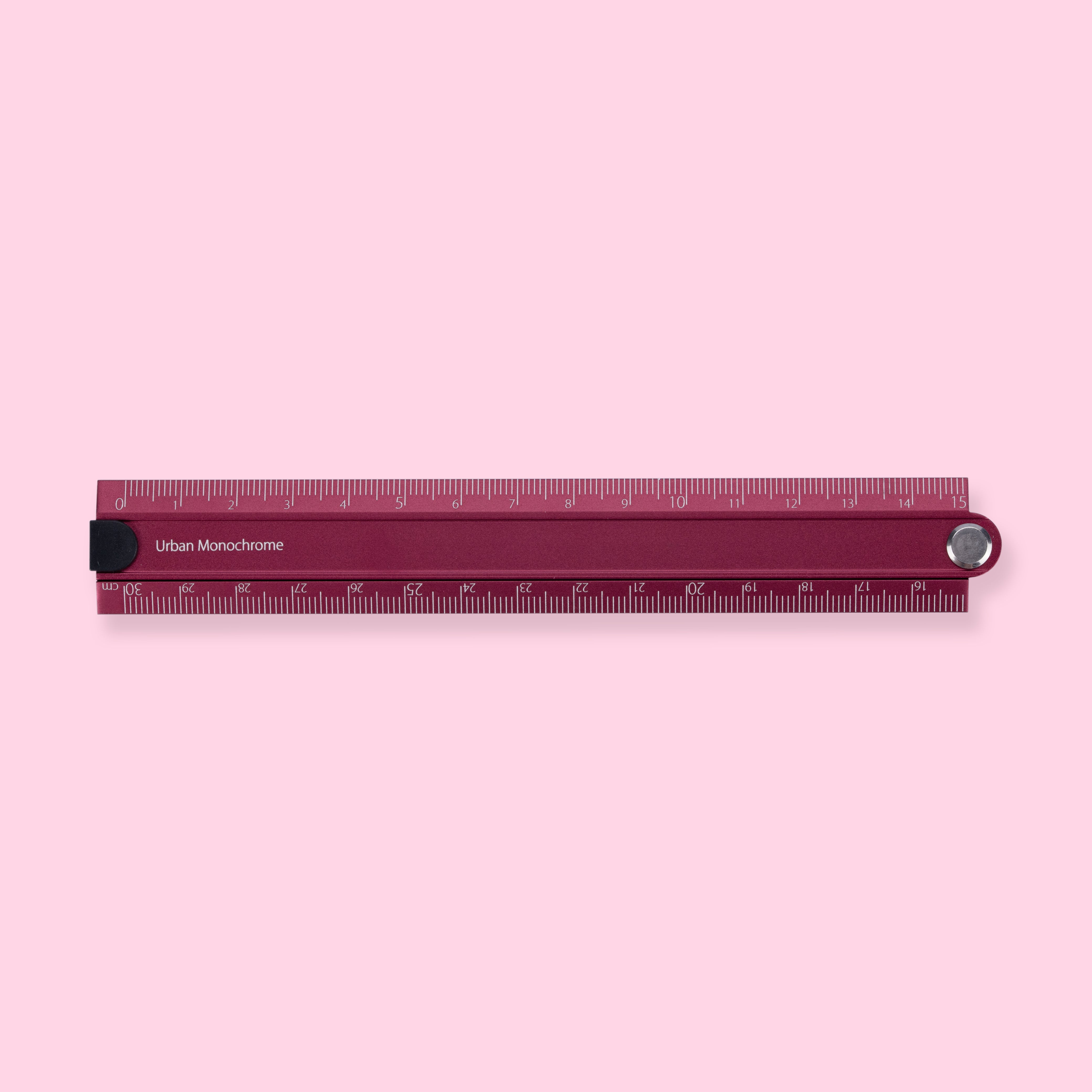 Kokuyo Aluminum Folding Ruler - 15/30 cm - Red - Stationery Pal