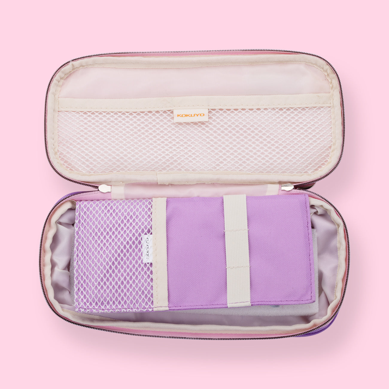 Stationery Pal Kokuyo Pastel Cookie Expandable Pen Case - Pink+Purple