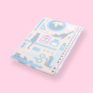 Kokuyo x Bungu Neko Loose Leaf Notebook - B6 - 4 mm Grid - Blue - Stationery Pal