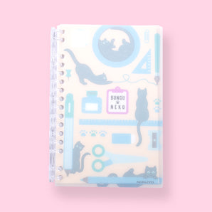 Kokuyo x Bungu Neko Loose Leaf Notebook - B6 - 4 mm Grid - Blue - Stationery Pal