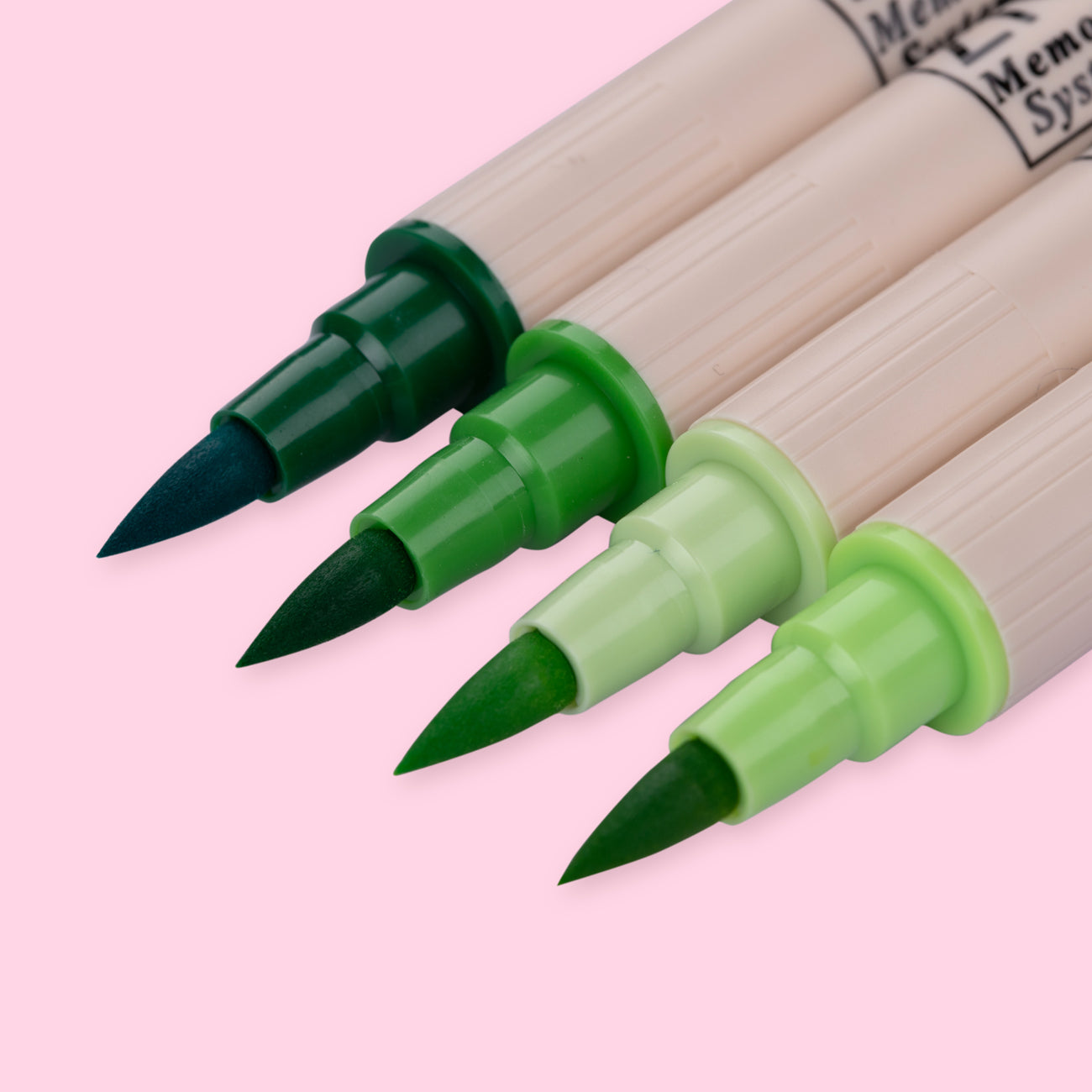 Kuretake Zig Brushables Brush Pen - 4 Colors Green Set