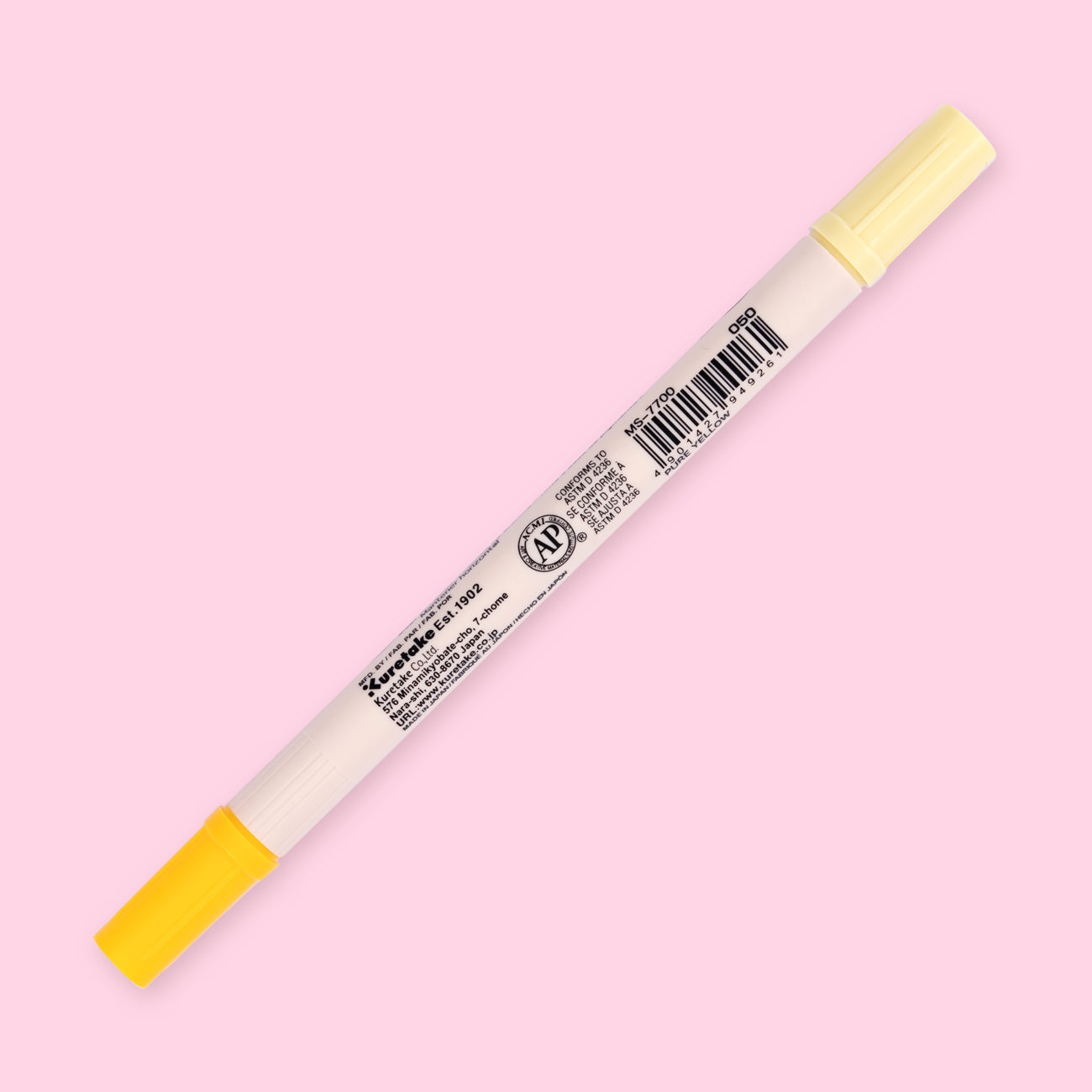 Kuretake Zig Brushables Brush Pen - Pure Yellow 050 - Stationery Pal