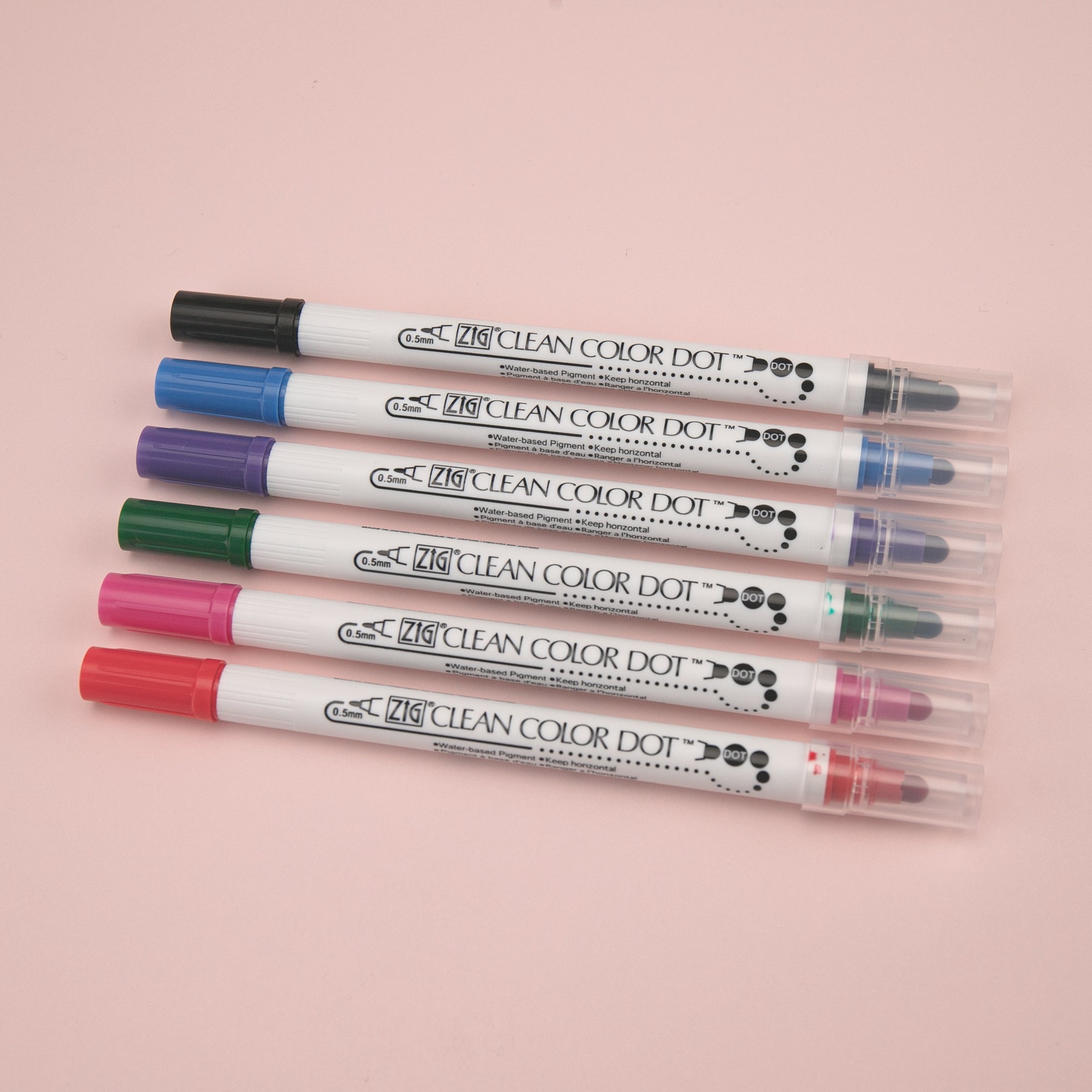 Kuretake Zig Clean Colour Dot Basic Double-Sided Marker - 6 Color Set