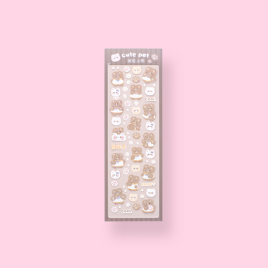 Holographic Cute Bear Stickers - Coffee - Stationery Pal
