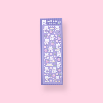 Holographic Cute Bunny Stickers - Purple - Stationery Pal