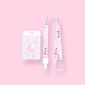 Long Lanyard Card Holder - Peach - Stationery Pal