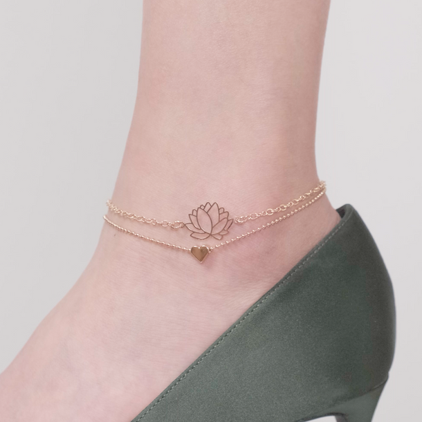 Lotus Anklet - Set of 2 - Gold