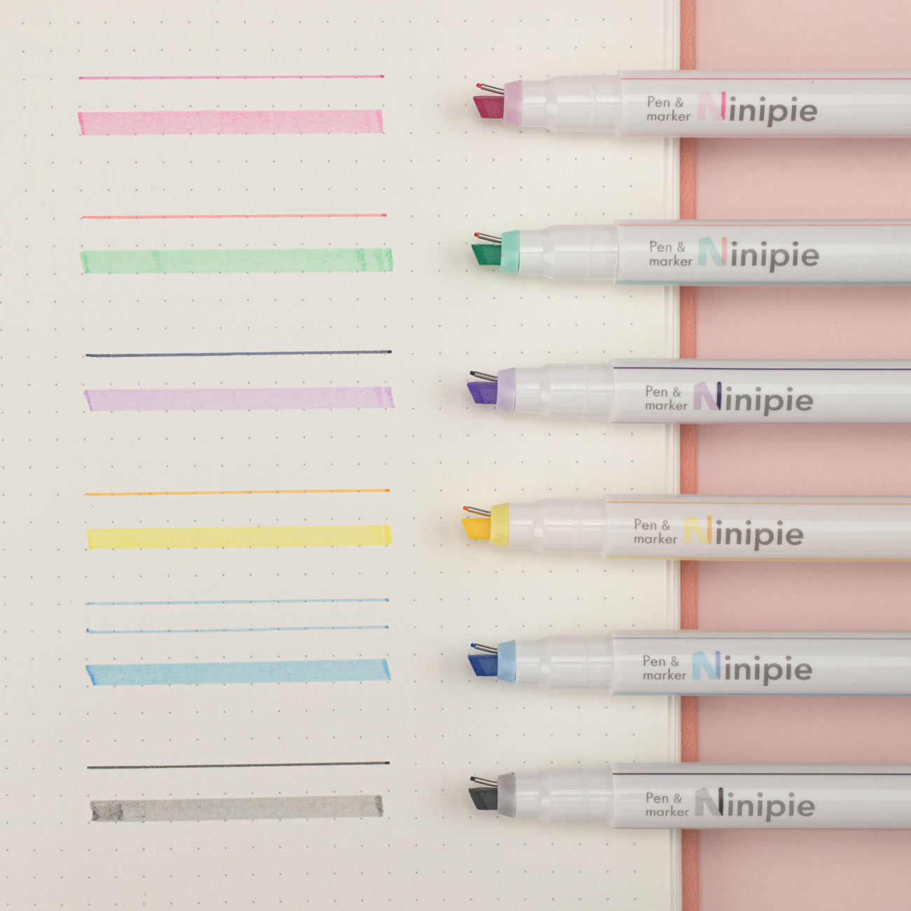 Ninipee Pen & Marker - Light Green + Peach Pink