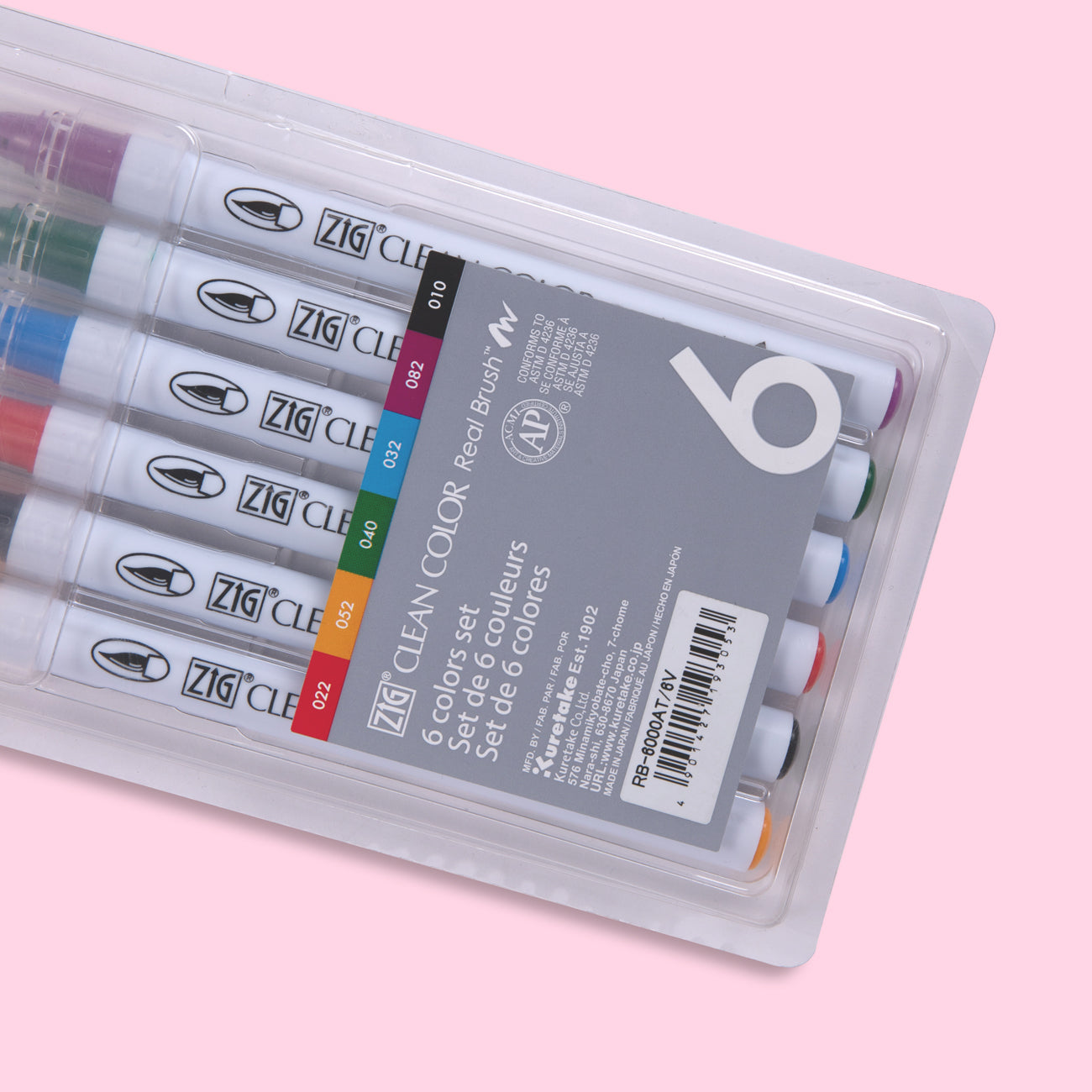 Kuretake ZIG Clean Color Real Brush Pen - 6 Color Set