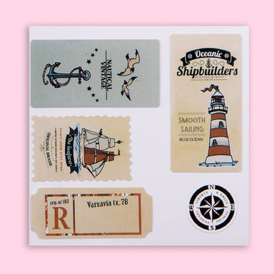 Vintage Stamps Decorative Stickers - Sailing