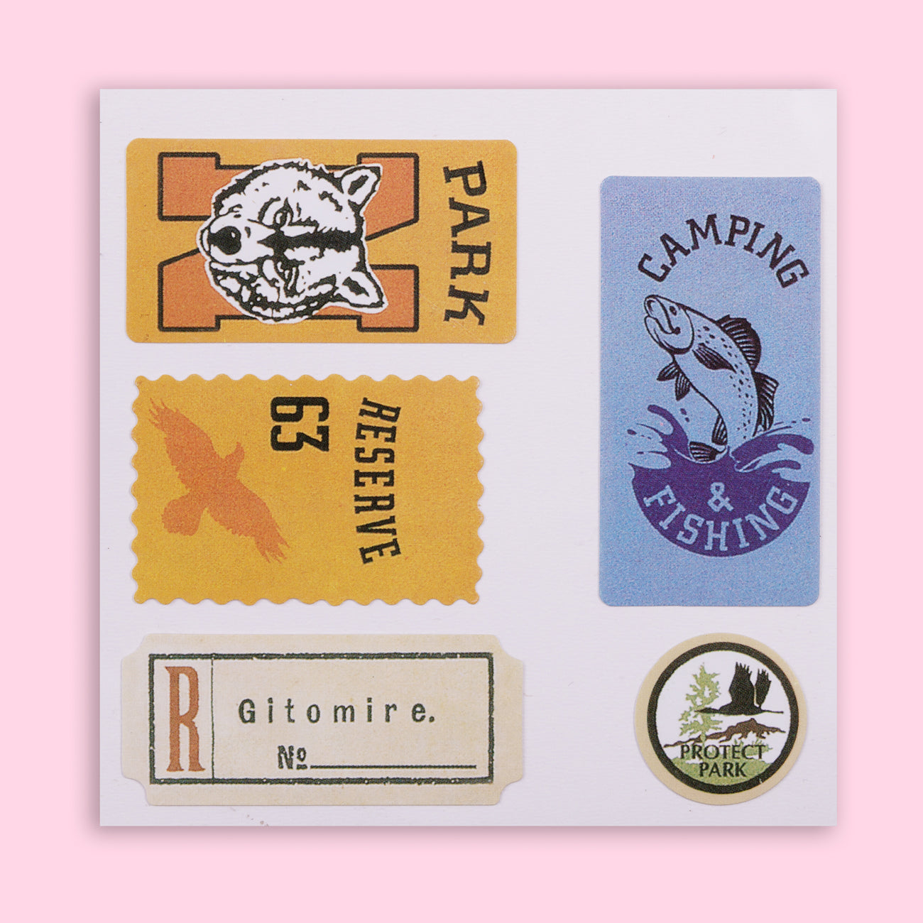 Vintage Stamps Decorative Stickers - Camping