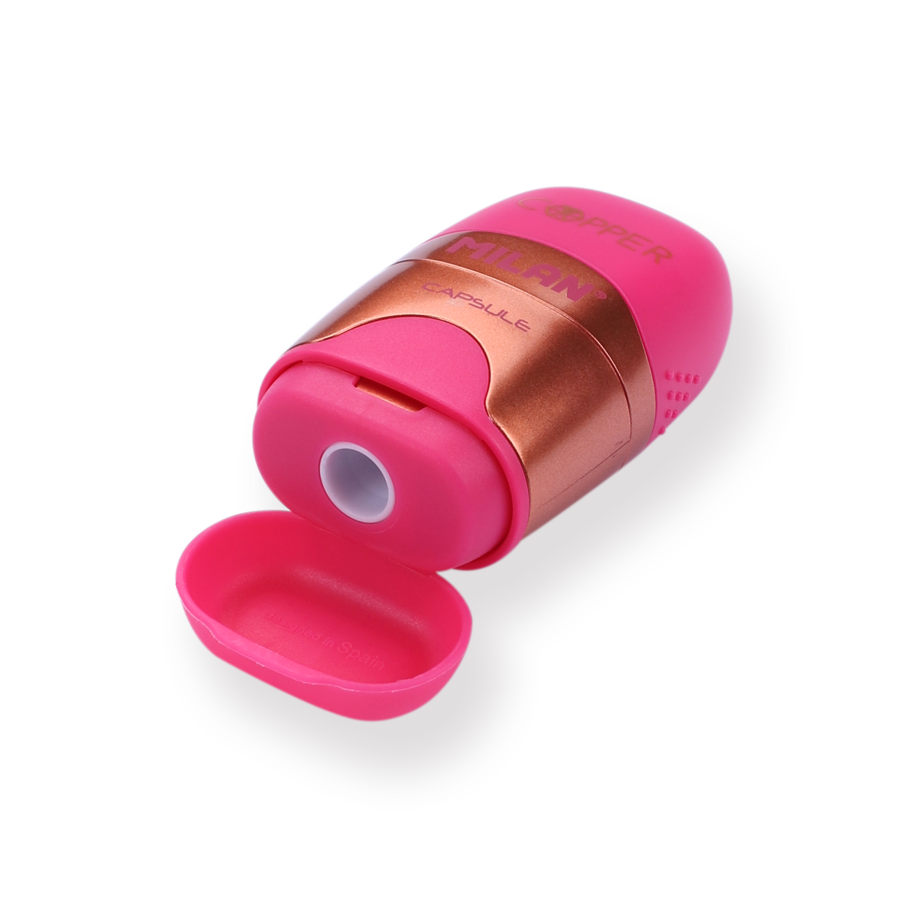 Milan Capsule Sharpener + Eraser Copper - Pink - Stationery Pal