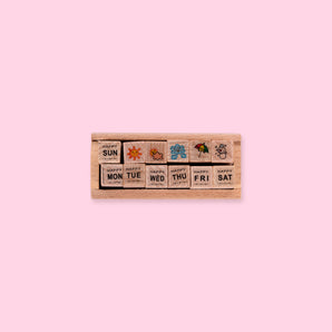 Mini Days of Week Wooden Stamps - Set of 12 - Stationery Pal