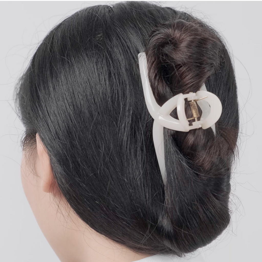 Bun Hair Holder, Minimalist Marble Ponytail Holder, Hair Clip for