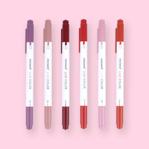 Monami Dual Tip Marker- Dusty Flora - Set of 6 - Stationery Pal