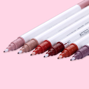 Monami Dual Tip Marker- Dusty Flora - Set of 6 - Stationery Pal