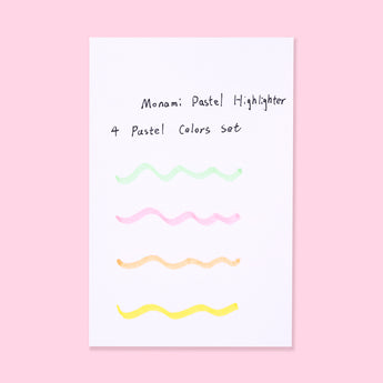 Monami Pastel Highlighter - 4 Pastel Colors Set - Stationery Pal