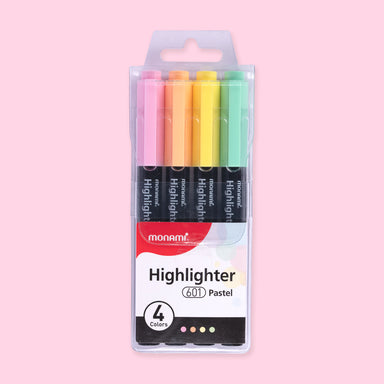 Monami Pastel Highlighter - 4 Pastel Colors Set - Stationery Pal
