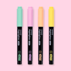 Monami Pastel Highlighter - 4 Pastel Colors Set - Stationery Pal