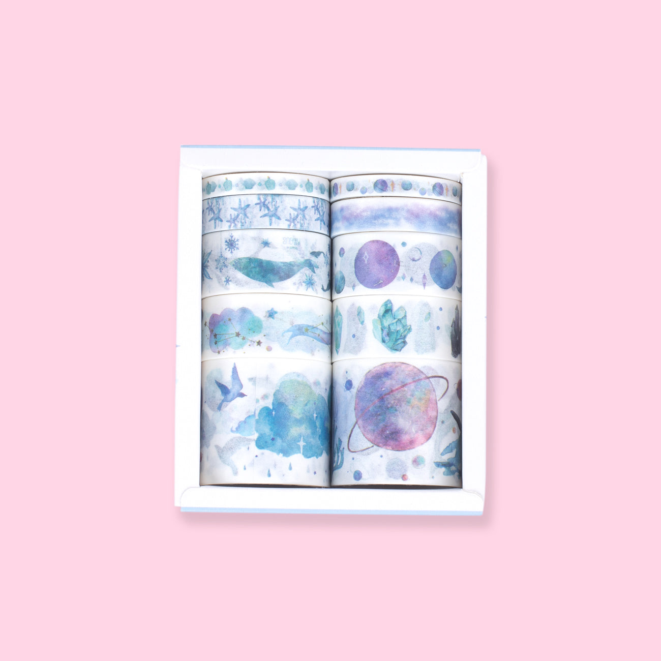 Watercolor style cute washi tape set - Stock Illustration