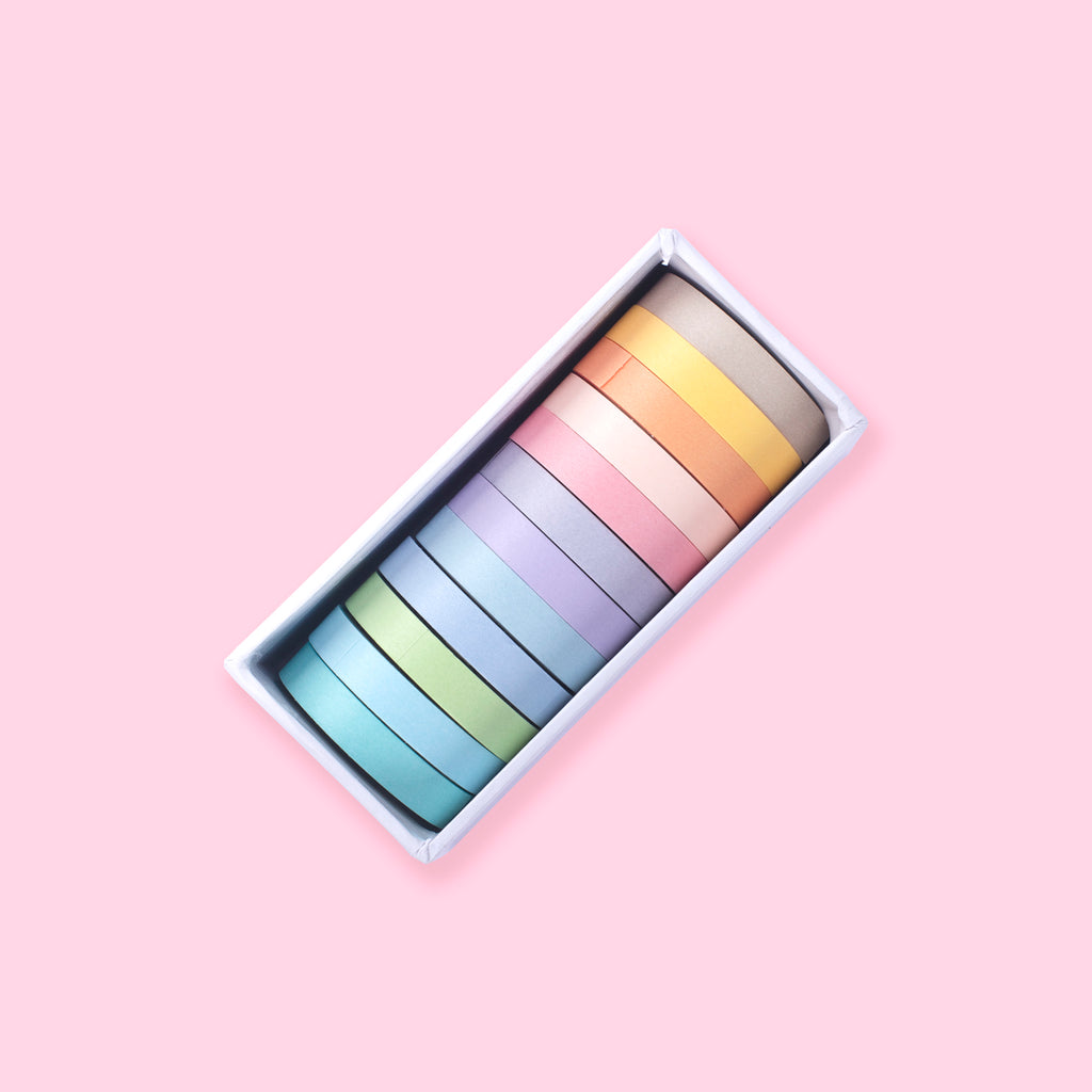 Washi Tape Set with Full Rainbow Of Pastel Colors