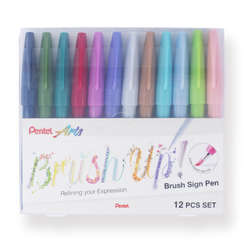 Pentel Fude Touch Brush Sign Pen - 12-Pack - 2020 New Colors - Stationery Pal