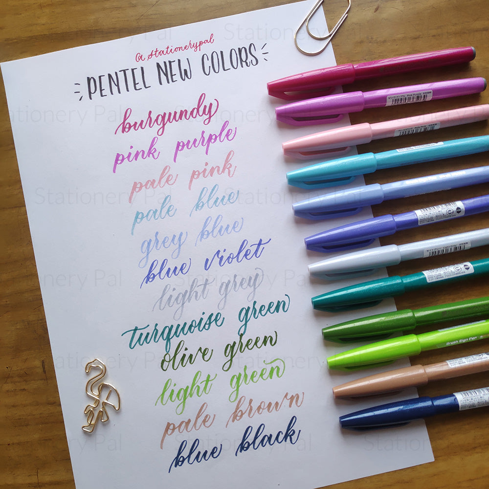 Pentel Touch Brush Sign Pen Set of 12 Original Colours