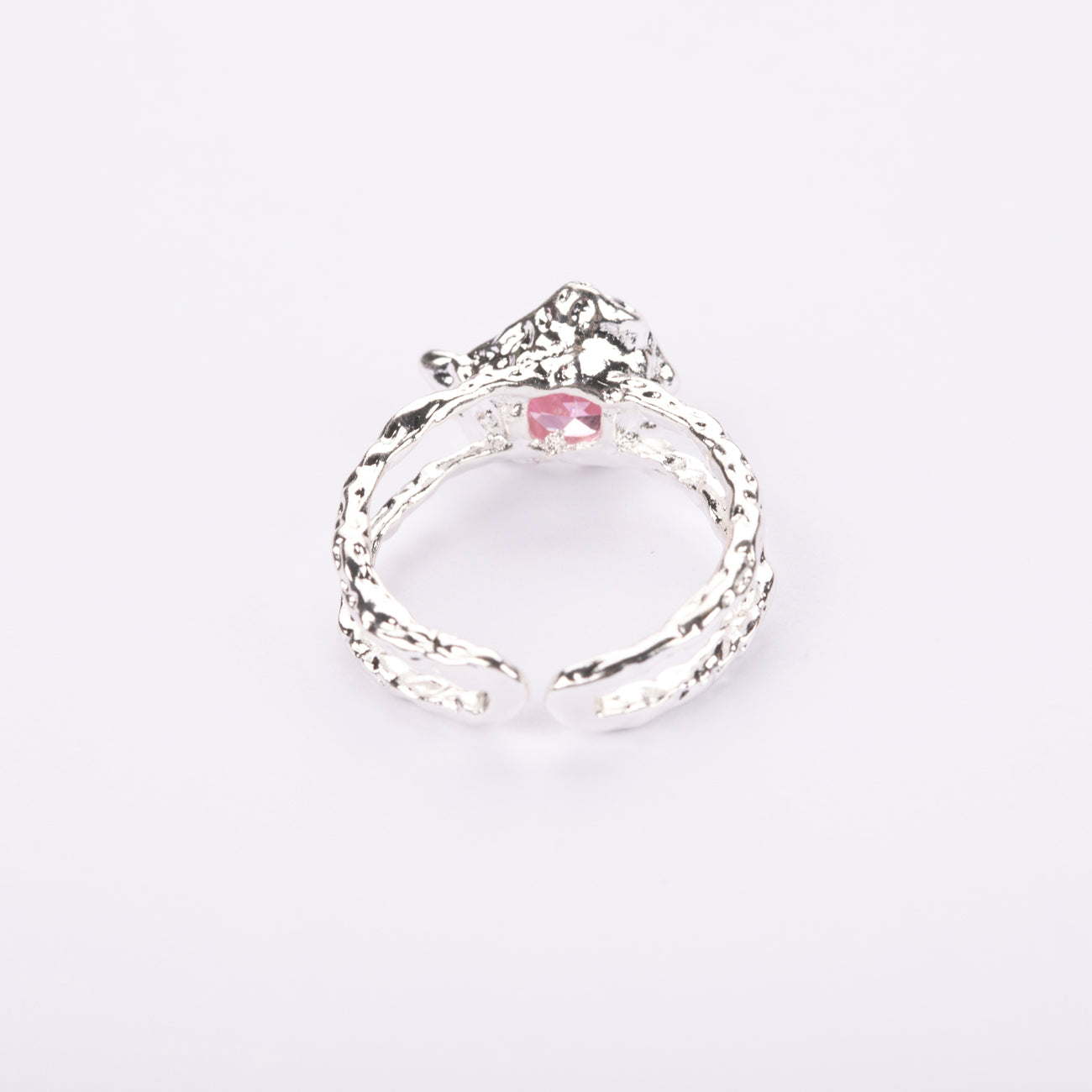 Pink Heart-shaped Gemstone Open Ring