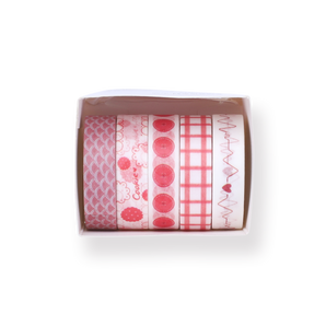 Pink Heartbeat Washi Tape - Set of 5 - Stationery Pal