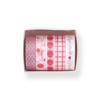 Pink Heartbeat Washi Tape - Set of 5 - Stationery Pal