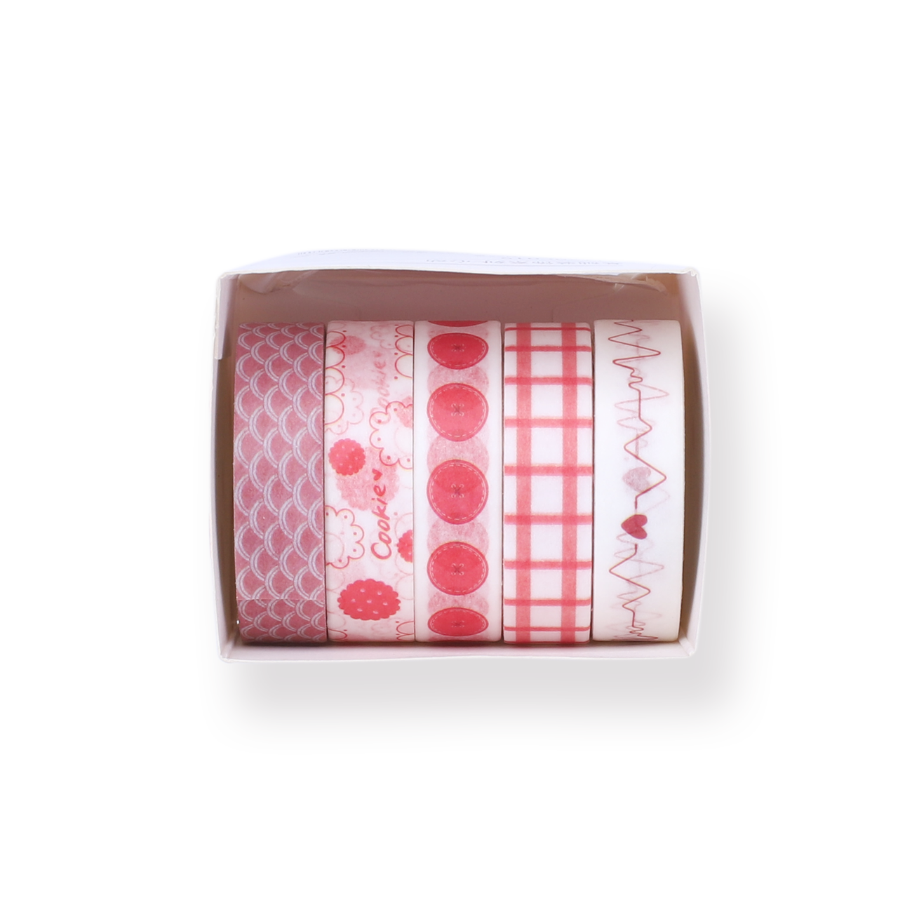 Pink Heartbeat Washi Tape - Set of 5 - Stationery Pal