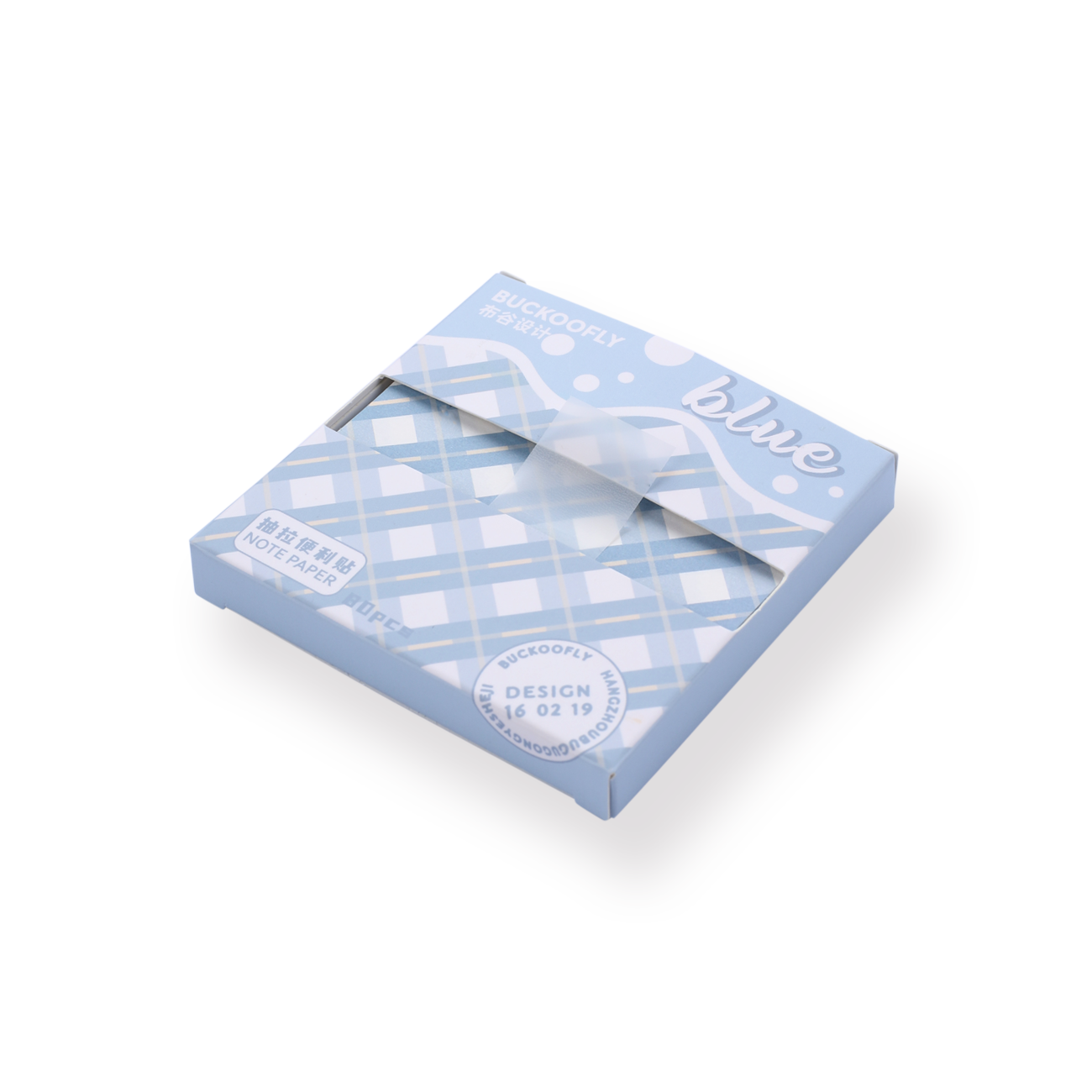 Plaid Pull-Out Sticky Notes - Blue - Stationery Pal