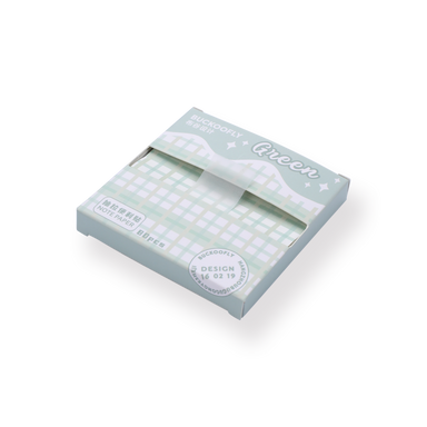 Plaid Pull-Out Sticky Notes - Green - Stationery Pal