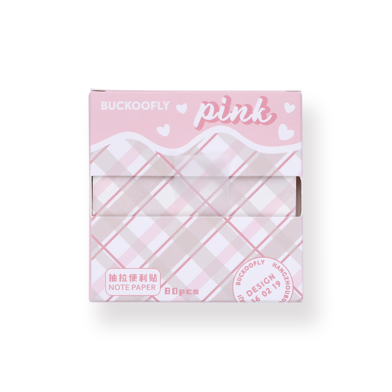 Plaid Pull-Out Sticky Notes - Pink - Stationery Pal