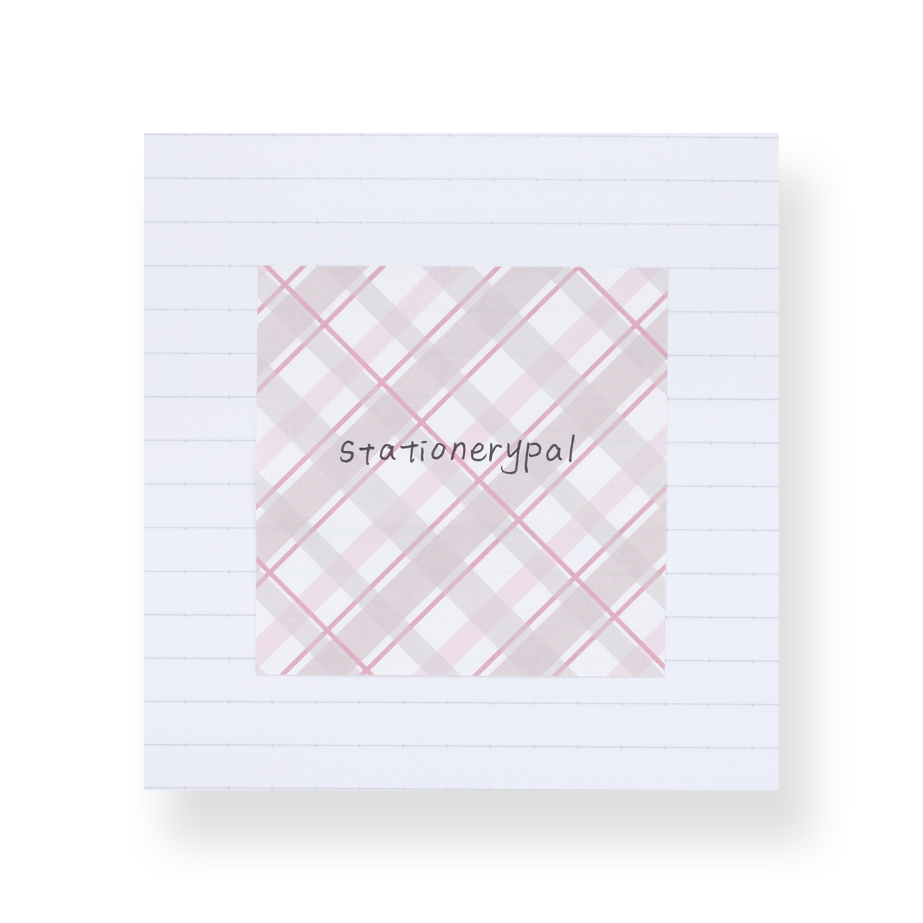 Plaid Pull-Out Sticky Notes - Pink - Stationery Pal