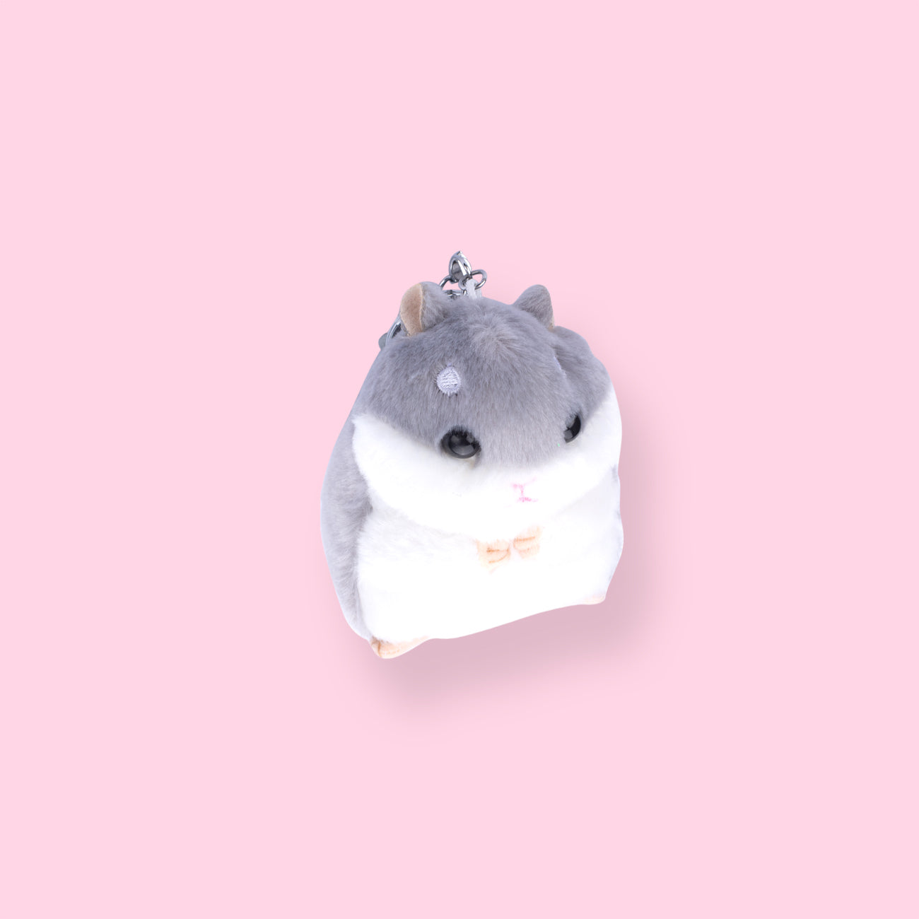Plushy Gray Hamster Keychain