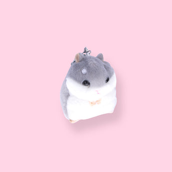 Plushy Gray Hamster Keychain - Stationery Pal