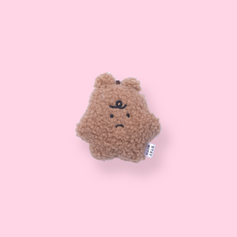 Plushy Mask Bear Keychain - Coffee - Stationery Pal