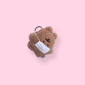 Plushy Mask Bear Keychain - Coffee - Stationery Pal