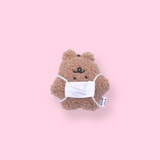 Plushy Mask Bear Keychain - Coffee - Stationery Pal