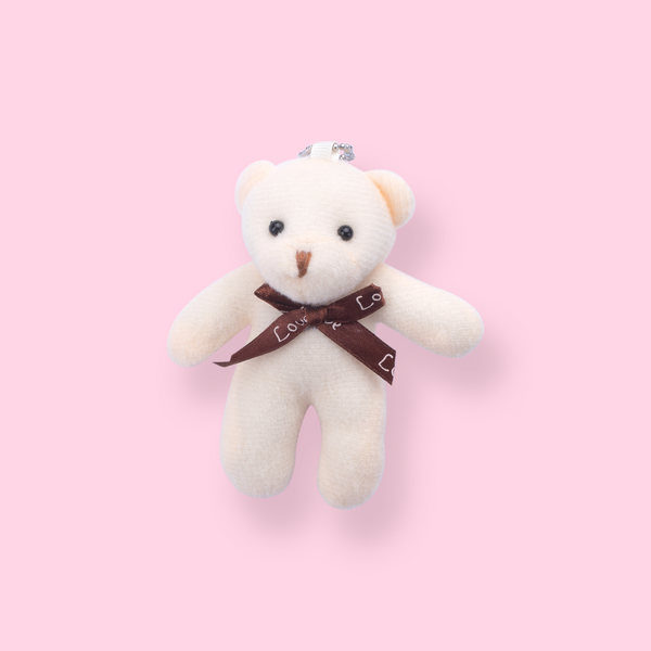 Plushy Teddy Bear Keychain - Ivory White — Stationery Pal