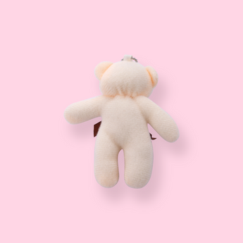 Plushy Teddy Bear Keychain - Ivory White - Stationery Pal