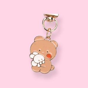 Rabbit & Bear Metal Keychain - Stationery Pal