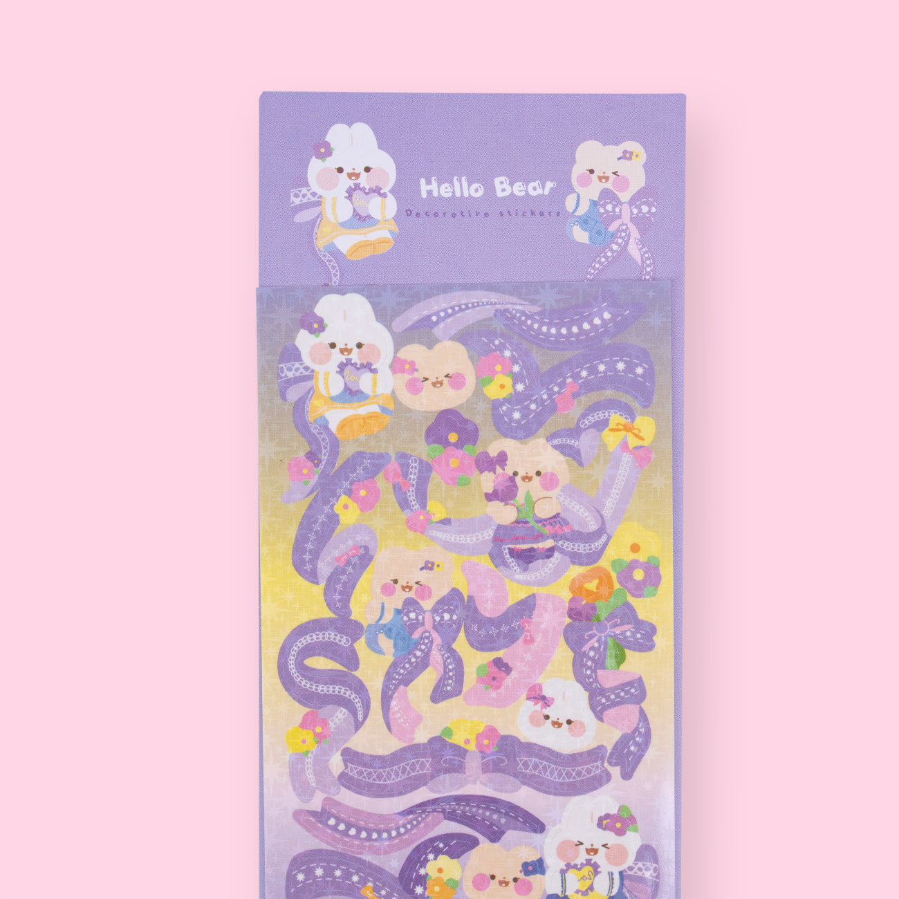 Polco Ribbon Bear Stickers - Purple - Stationery Pal