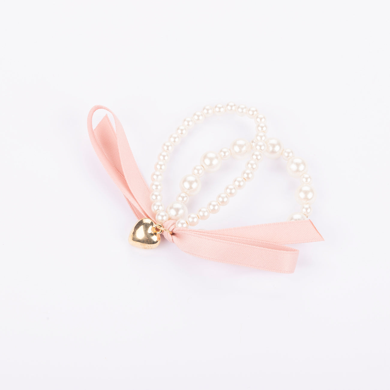 Ribbon Faux Pearl Hair Tie - Pink