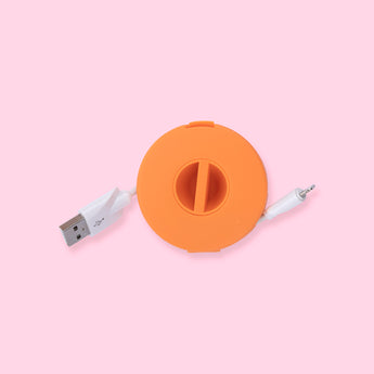 Round Rotatable Charging Cable Organizer Storage - Orange - Stationery Pal