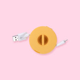 Round Rotatable Charging Cable Organizer Storage- Yellow - Stationery Pal